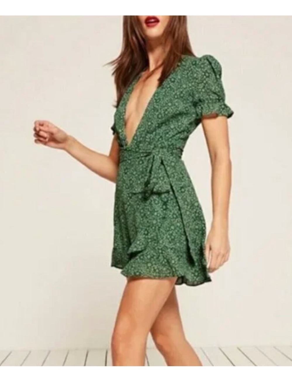 Reformation Lucas Green Dress Size Large - Picture 2 of 15